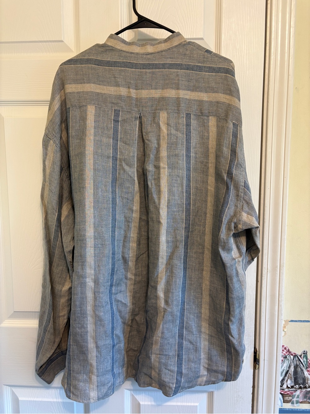 46 West- Light Blue & Gray Striped Men's Breathable Lightweight Linen Jacket - Picture 13 of 16